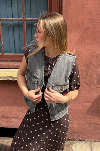 Frankie. Off Black Floral XS Vest