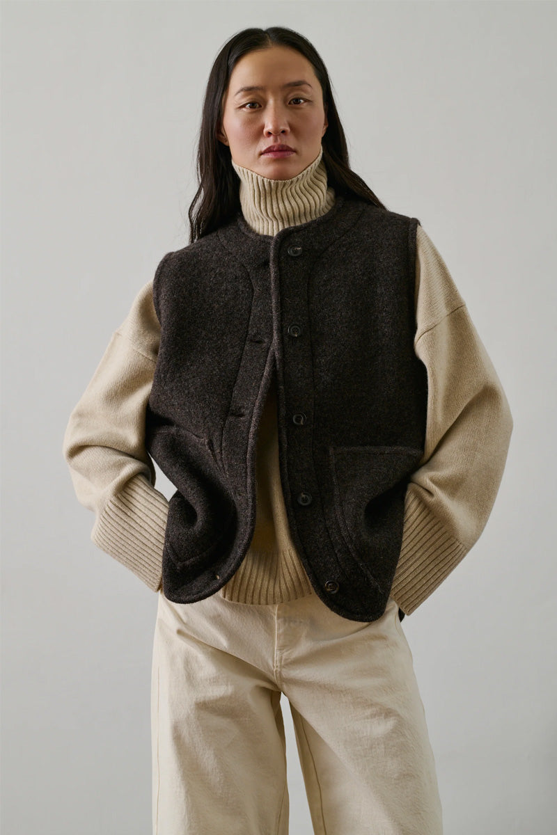 Soeur Chicago Mottle Brown Sleeveless Jacket - The Mercantile London