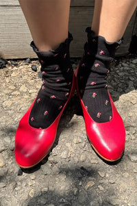 Le Bon Shoppe Black Petal Ruffle Hugger Socks
