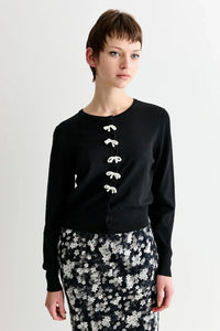 Louche Ives Bow Black Cardigan - The Mercantile London