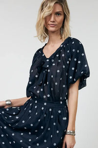 Lolly's Laundry Pine Navy Polka Dot Blouse - The Mercantile London