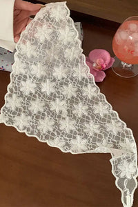 Funkyrel Nella White Floral Lace Headscarf - The Mercantile London