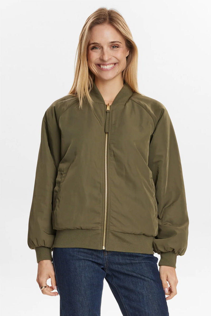 Numph Etera Reversible Grape Leaf Bomber Jacket - The Mercantile London