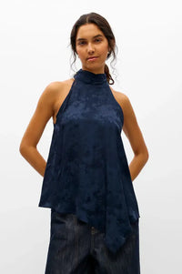 Object Luma Sky Captain Jacquard Halter Neck Top - The Mercantile London