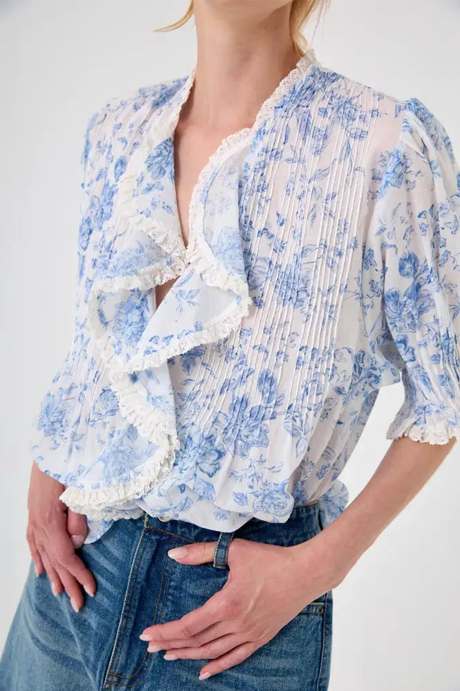 Chicosoleil Old-Fashioned Rose Ruffle Blouse - The Mercantile London