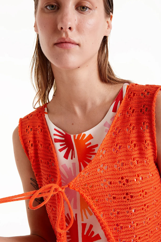 Compania Fantastica Orange Knit Bow Top - The Mercantile London