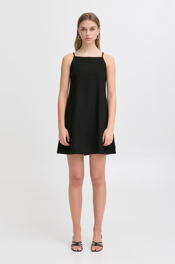 ICHI Linno Black Mini Dress - The Mercantile London