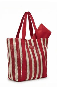 Nooki Hackney Red Mix Striped Shopper - The Mercantile London
