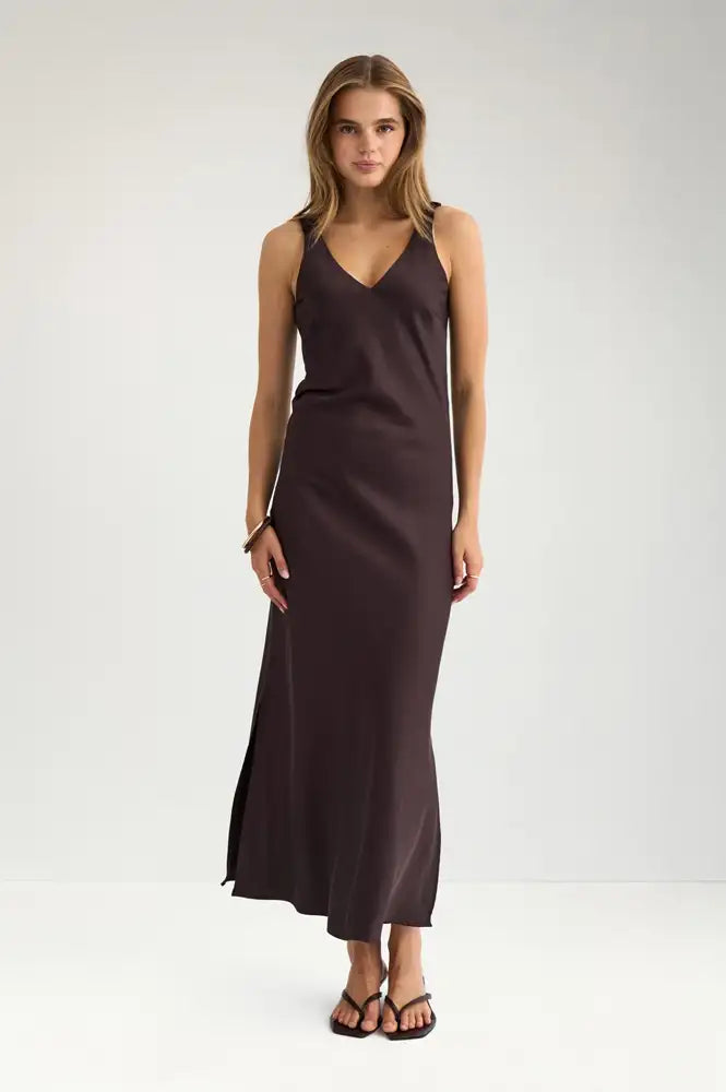 Numph Evelyn Chocolate Plum Midi Dress