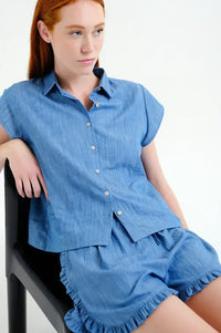 Compania Fantastica Light Blue Chambray Shorts