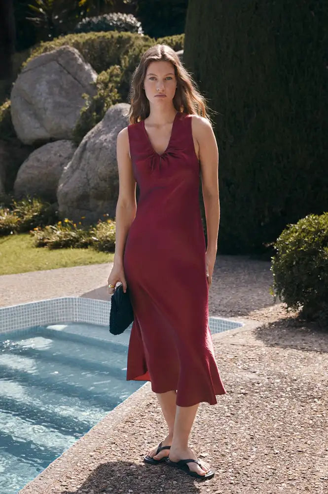 Yerse Raspberry Tie Front Dress - The Mercantile London