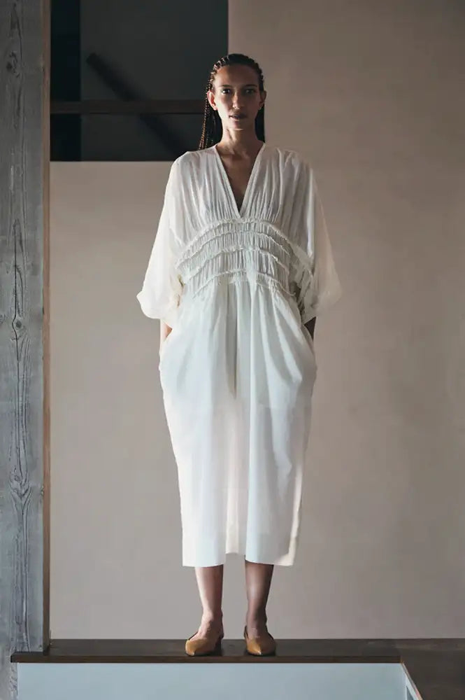 Rabens Saloner Ina Chalk Gathered Dress - The Mercantile London
