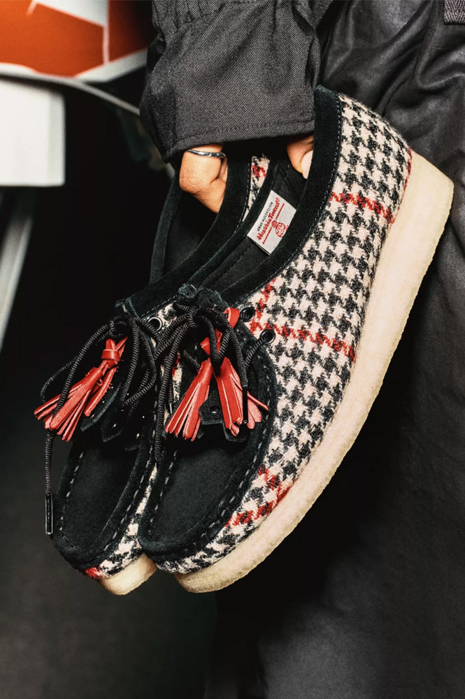 Clarks Black Harris Tweed Wallabees - The Mercantile London