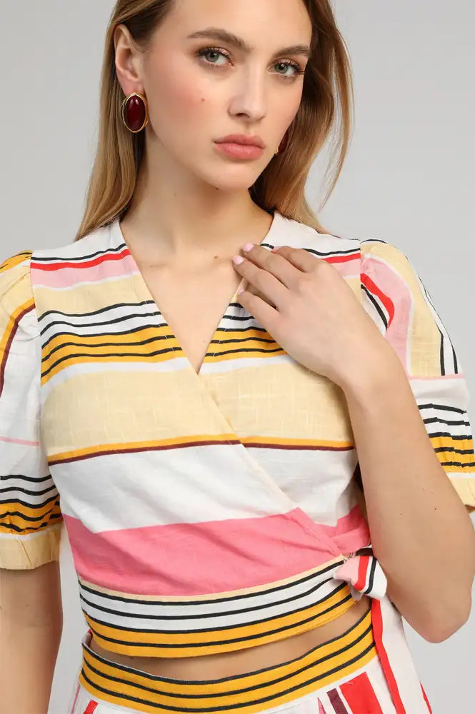 An'ge Soriana Belinda Stripe Wrap Top - The Mercantile London