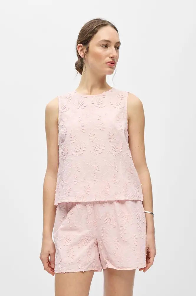 Object Mya Pale Lilac Embroidered Top - The Mercantile London