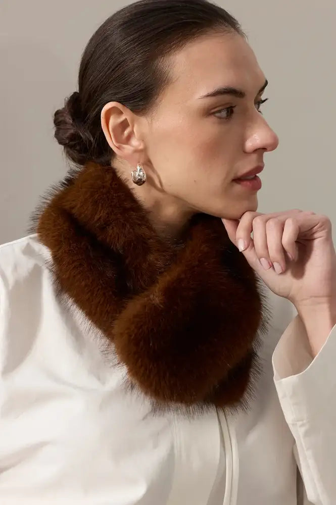 Helen Moore Vintage Mahogany Faux Fur Collar