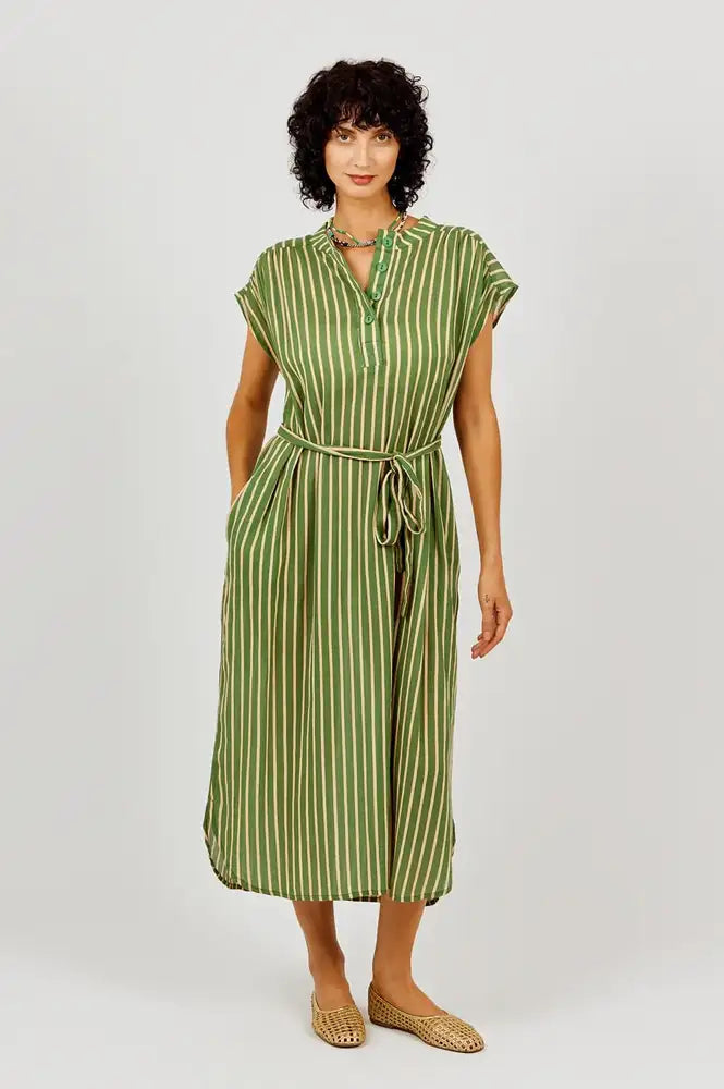 A.P Khaki Striped Dress - The Mercantile London