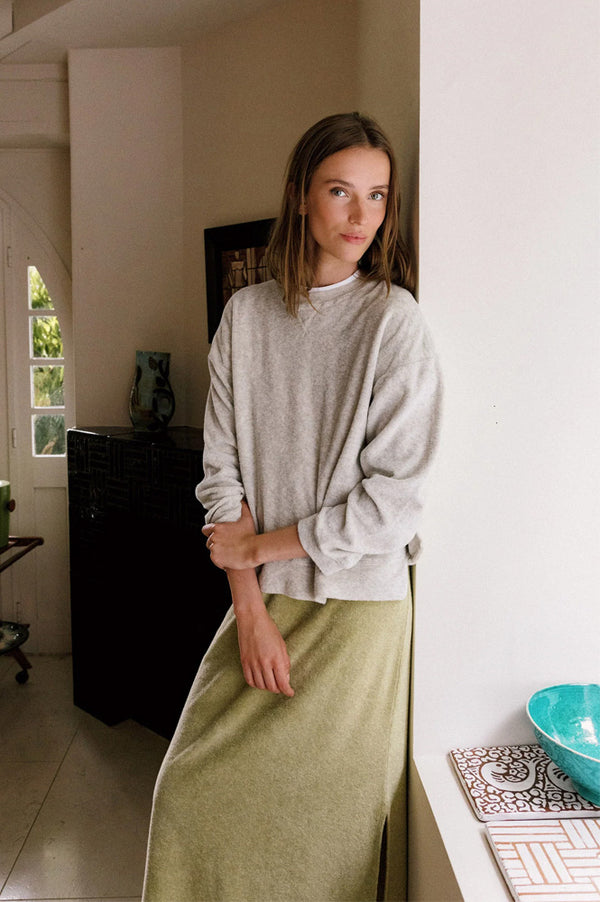 Indi & Cold Lara Mottled Grey Terry Sweatshirt - The Mercantile London