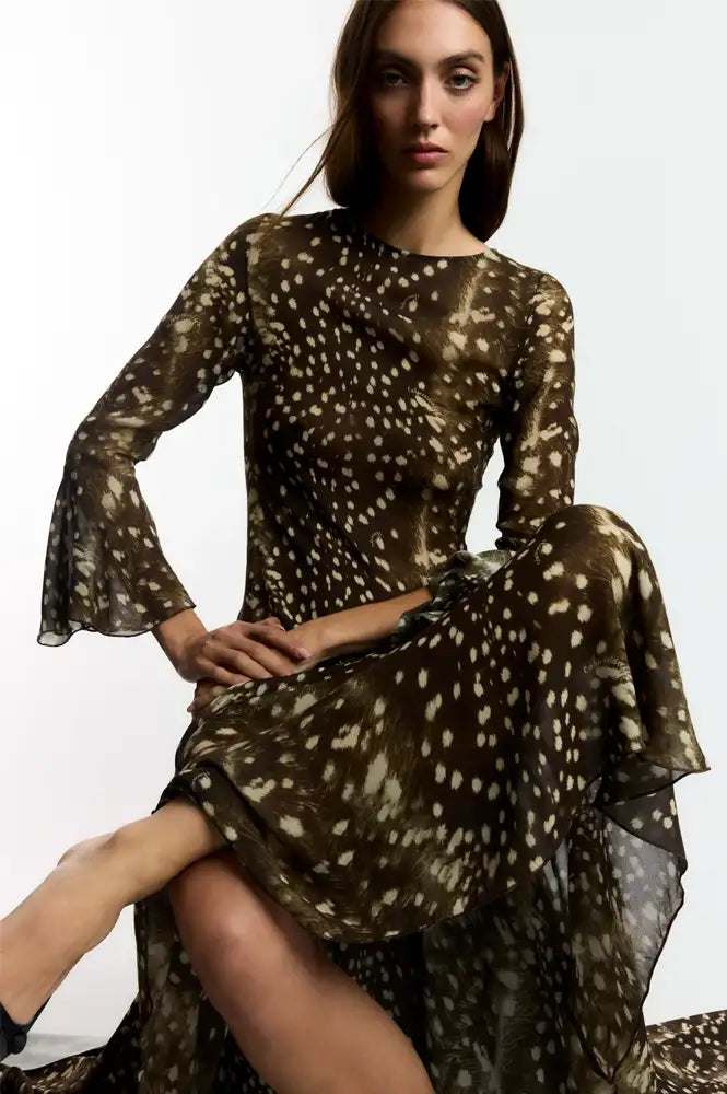 Carmen Says Jester Bambi Noir Print Dress - The Mercantile London
