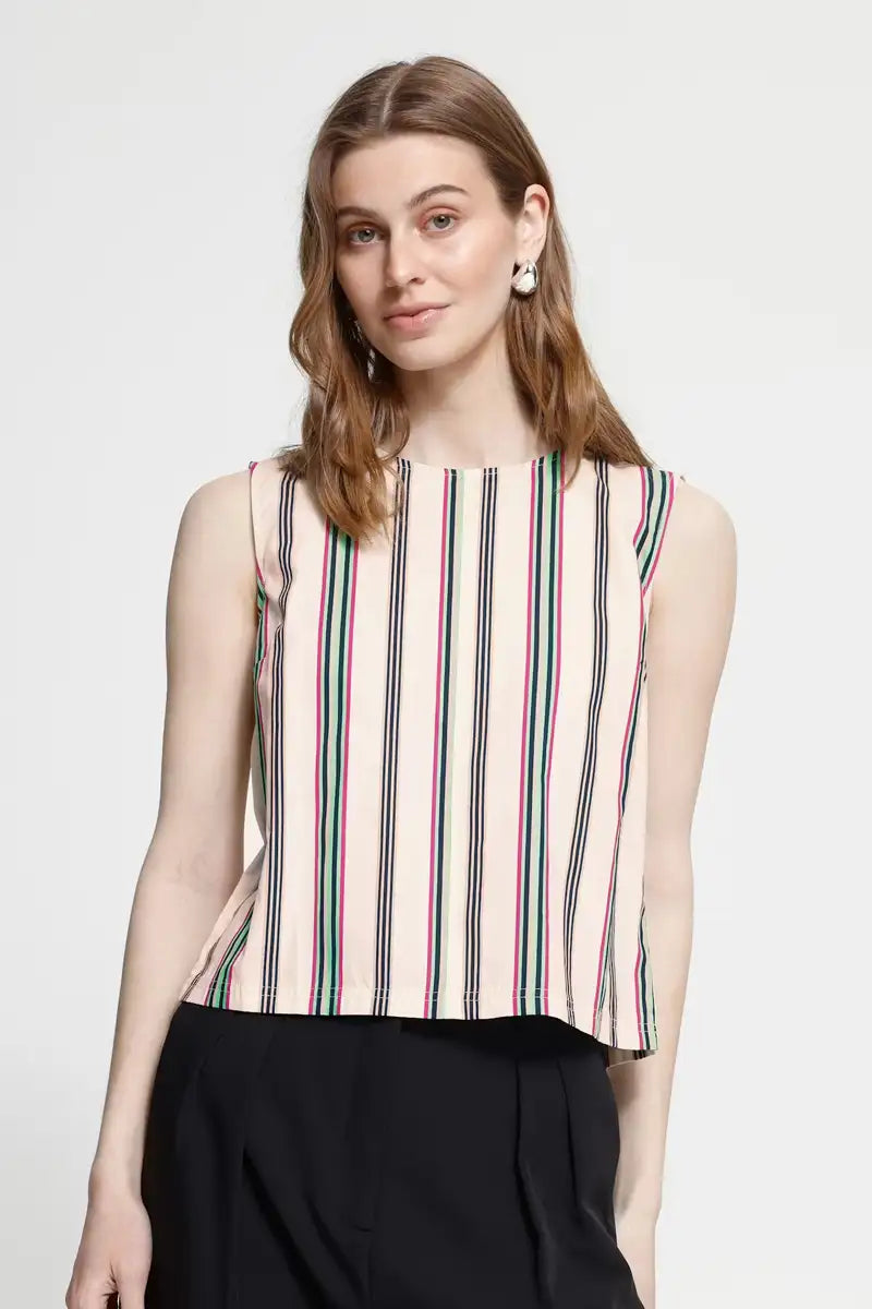 ICHI Leanna Multi Stripe Top - The Mercantile London