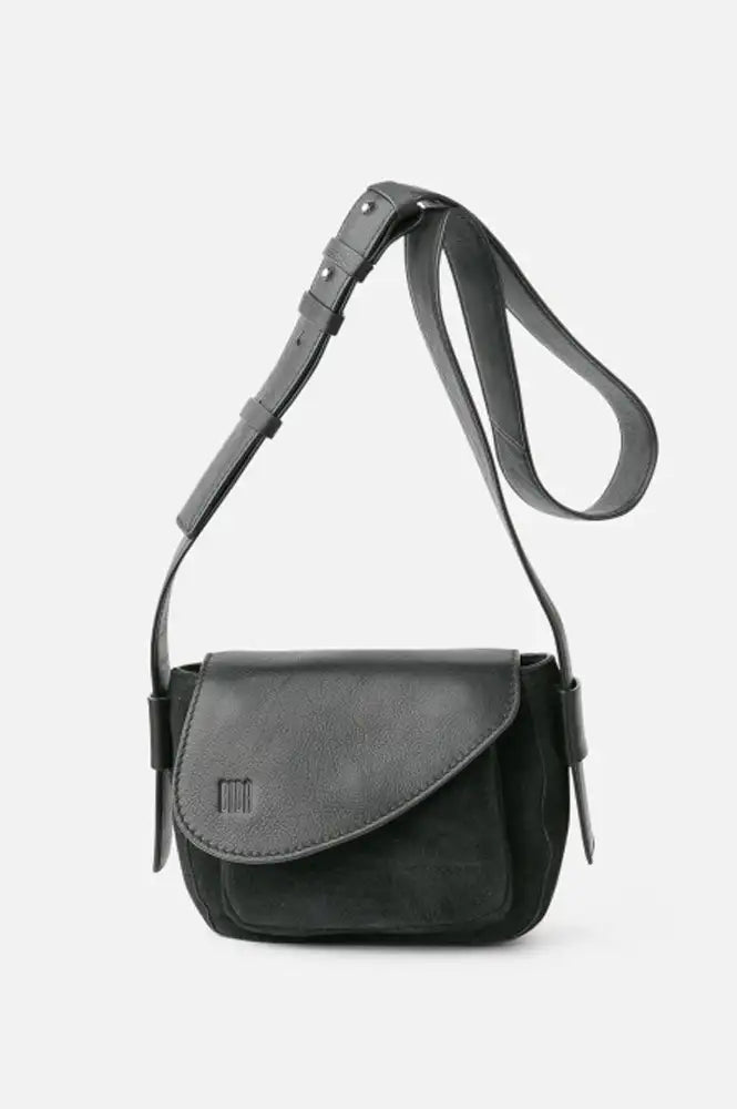 Biba Blunt Black Leather & Suede Crossbody Bag