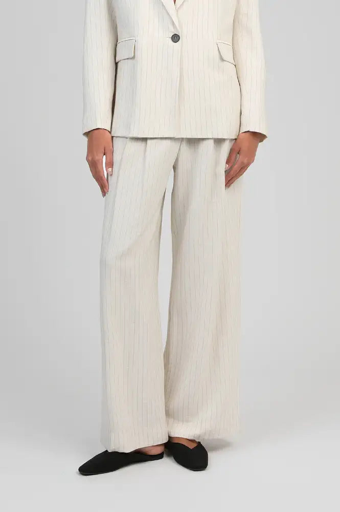 An'ge Patila Beige Striped Trousers - The Mercantile London