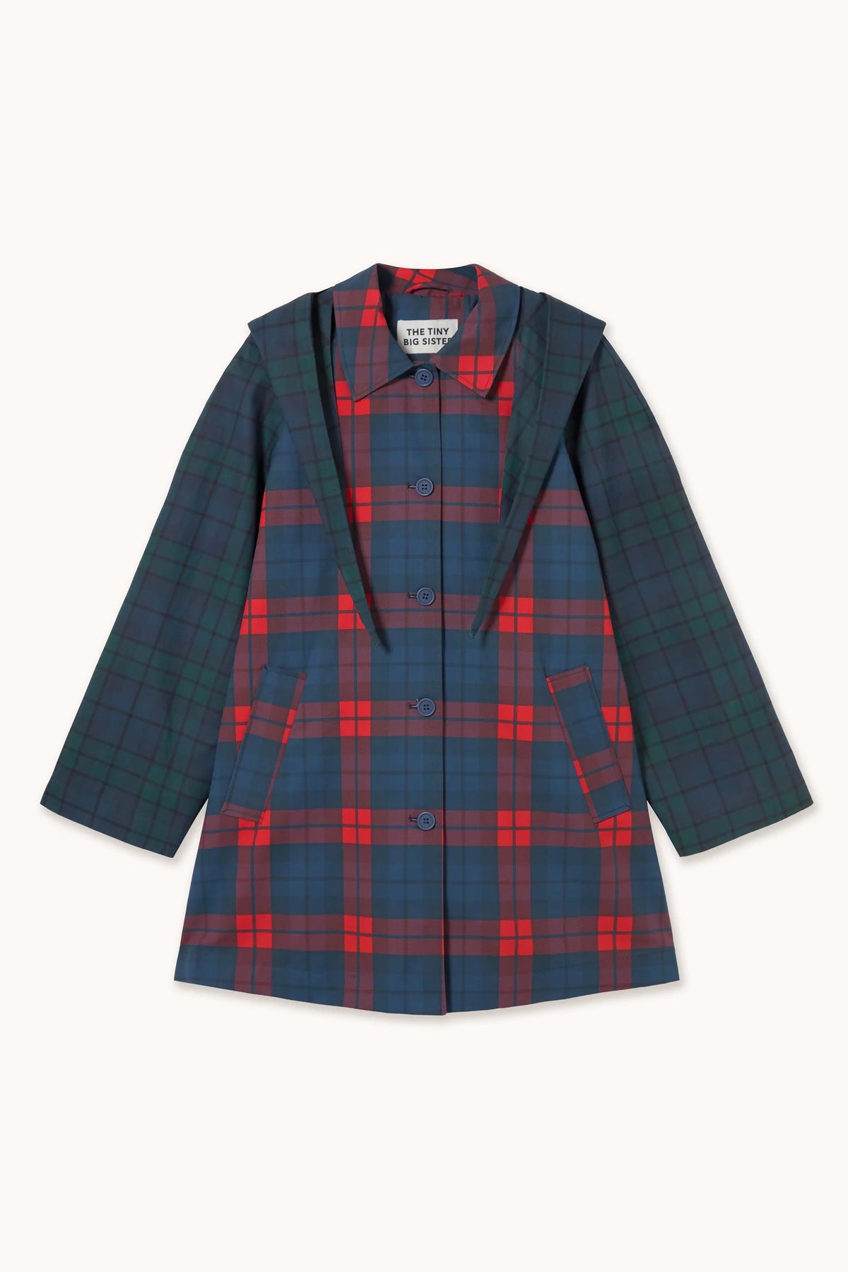 The Tiny Big Sister Check Hood Trench Coat