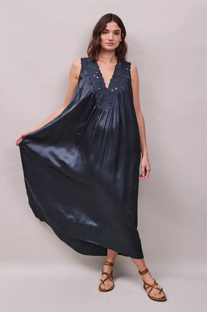 Faune Florentina Petrol Blue Dress - The Mercantile London