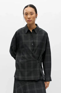 Object Diena Gunmetal Check Asymmetric Shirt