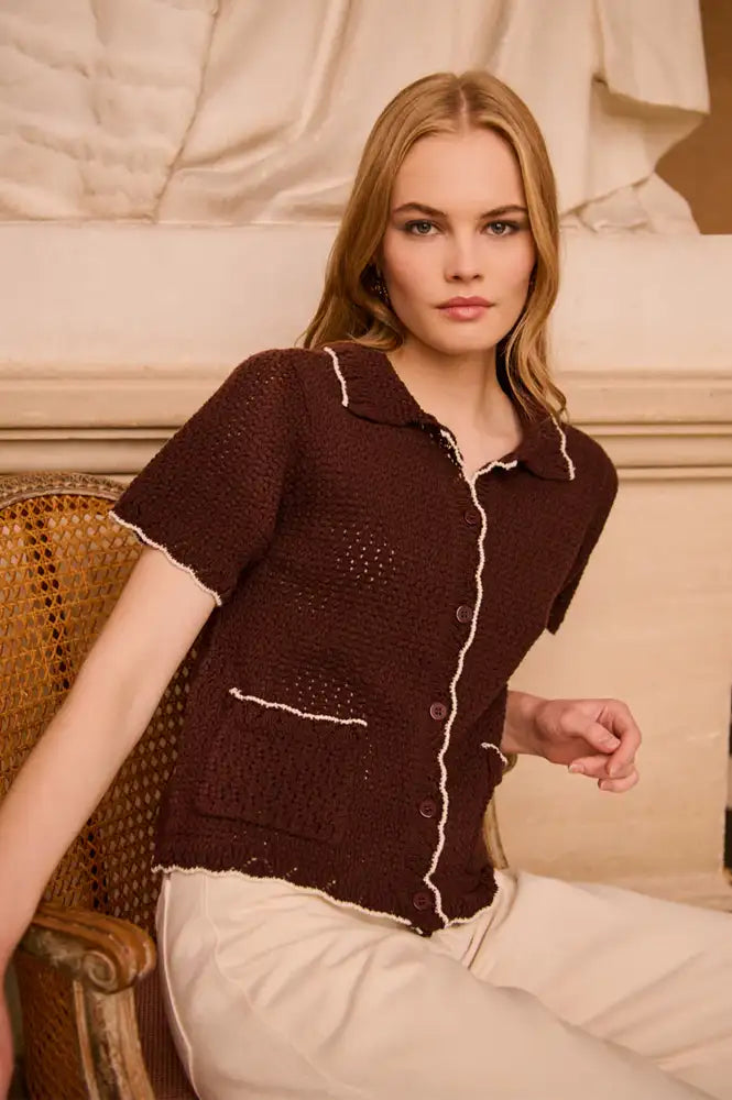 Petite Mendigote Mina Chocolate Knitted Shirt - The Mercantile London