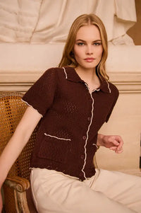 Petite Mendigote Mina Chocolate Knitted Shirt - The Mercantile London