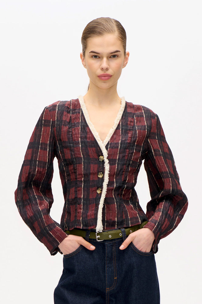 Baum Und Pferdgarten Millea Dark Red Check Top - The Mercantile London