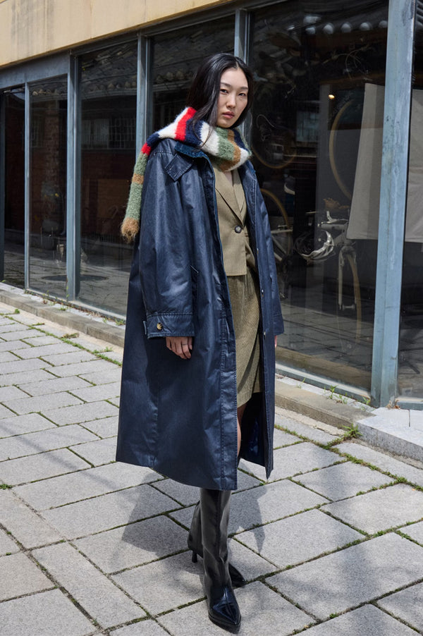 ICHI Kilavi Navy Trench Coat - The Mercantile London