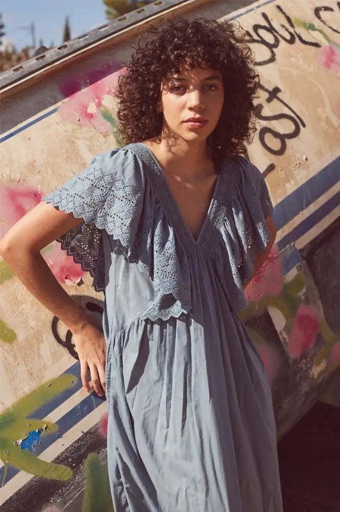 Faune Camelia Cornflower Blue Dress - The Mercantile London