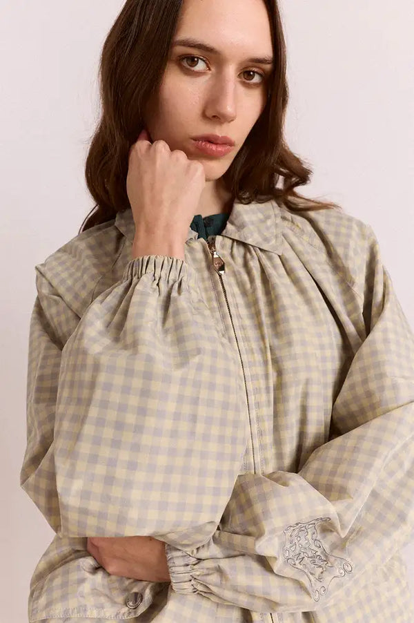 Damson Madder Lailah Oyster Gingham Lightweight Bomber