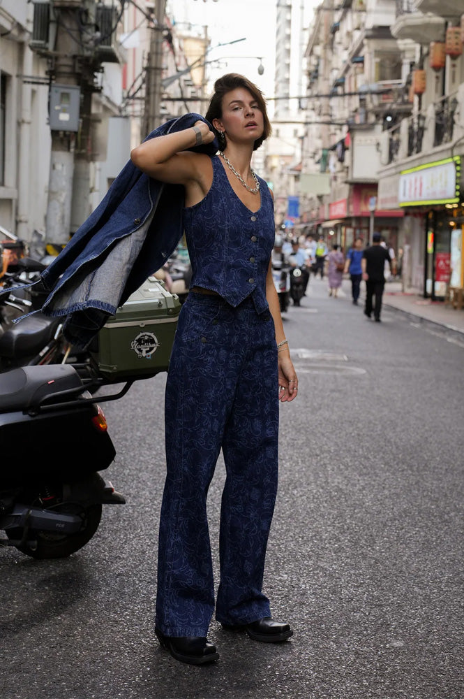 Seventy + Mochi Margot Baroque Nightfall Jeans - The Mercantile London