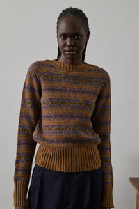 Soeur Gipsy Camel And Violet Jacquard Jumper - The Mercantile London