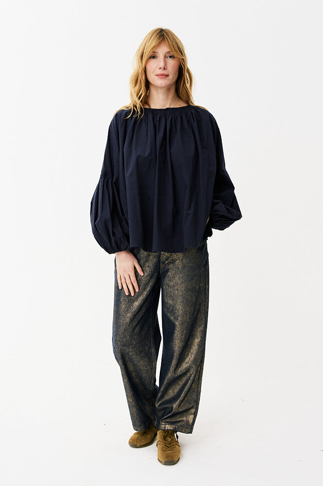 Maison Anana Philise Navy Blouse - The Mercantile London