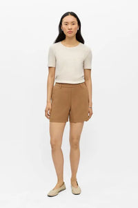 Object Lisa Rini Toasted Coconut Textured Shorts