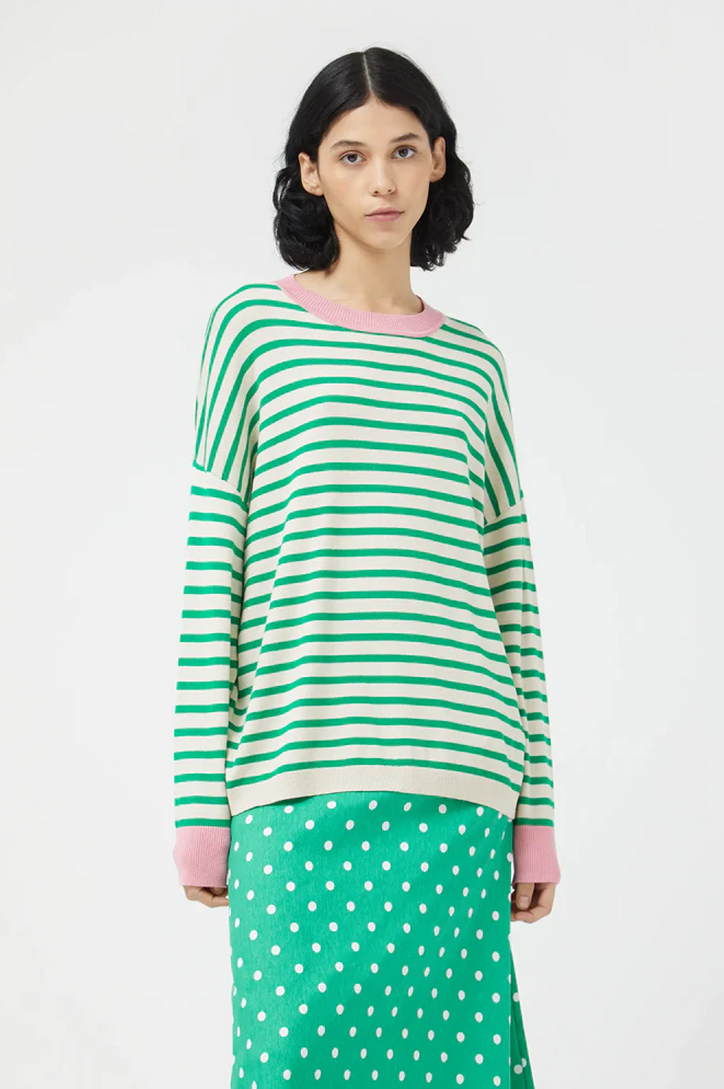 Compania Fantastica Oversized Green Striped Sweater