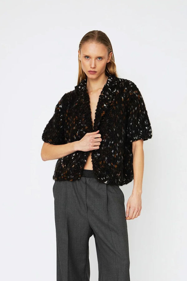 Dawn x Dare Moa Black Tweed Yarn Cardigan - The Mercantile London