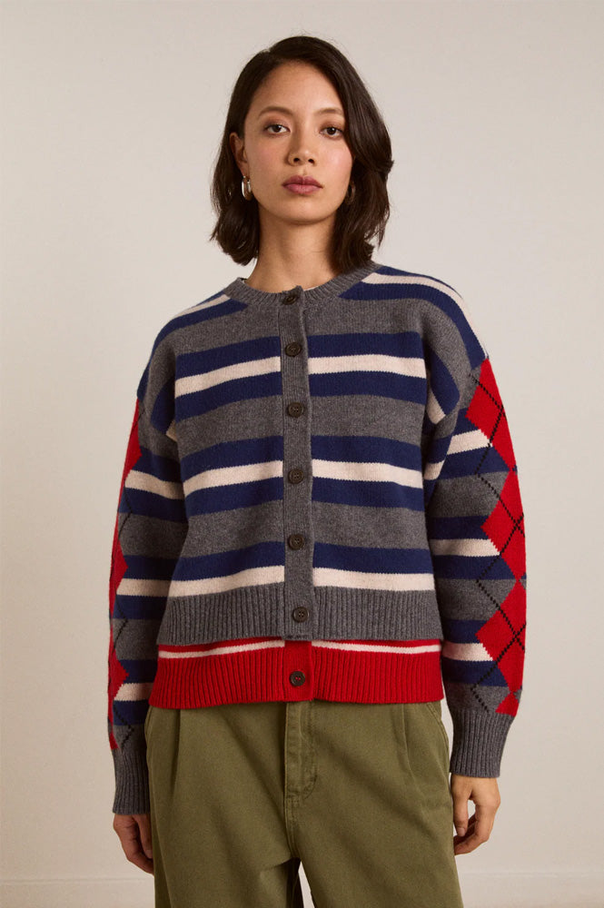 Damson Madder Didi Argyle Stripe Double Cardigan