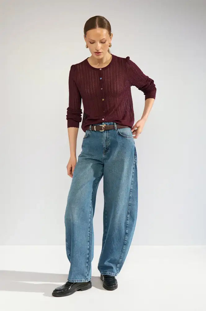 Numph Misla Metallic Fig Cardigan