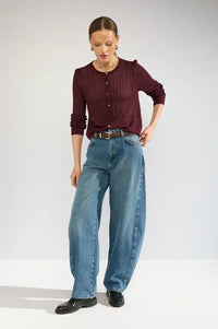Numph Misla Metallic Fig Cardigan