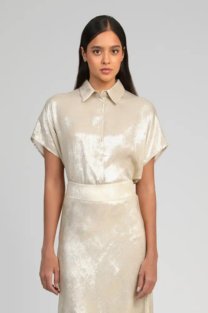 An'ge Amoryna Ecru Pearl Shirt - The Mercantile London