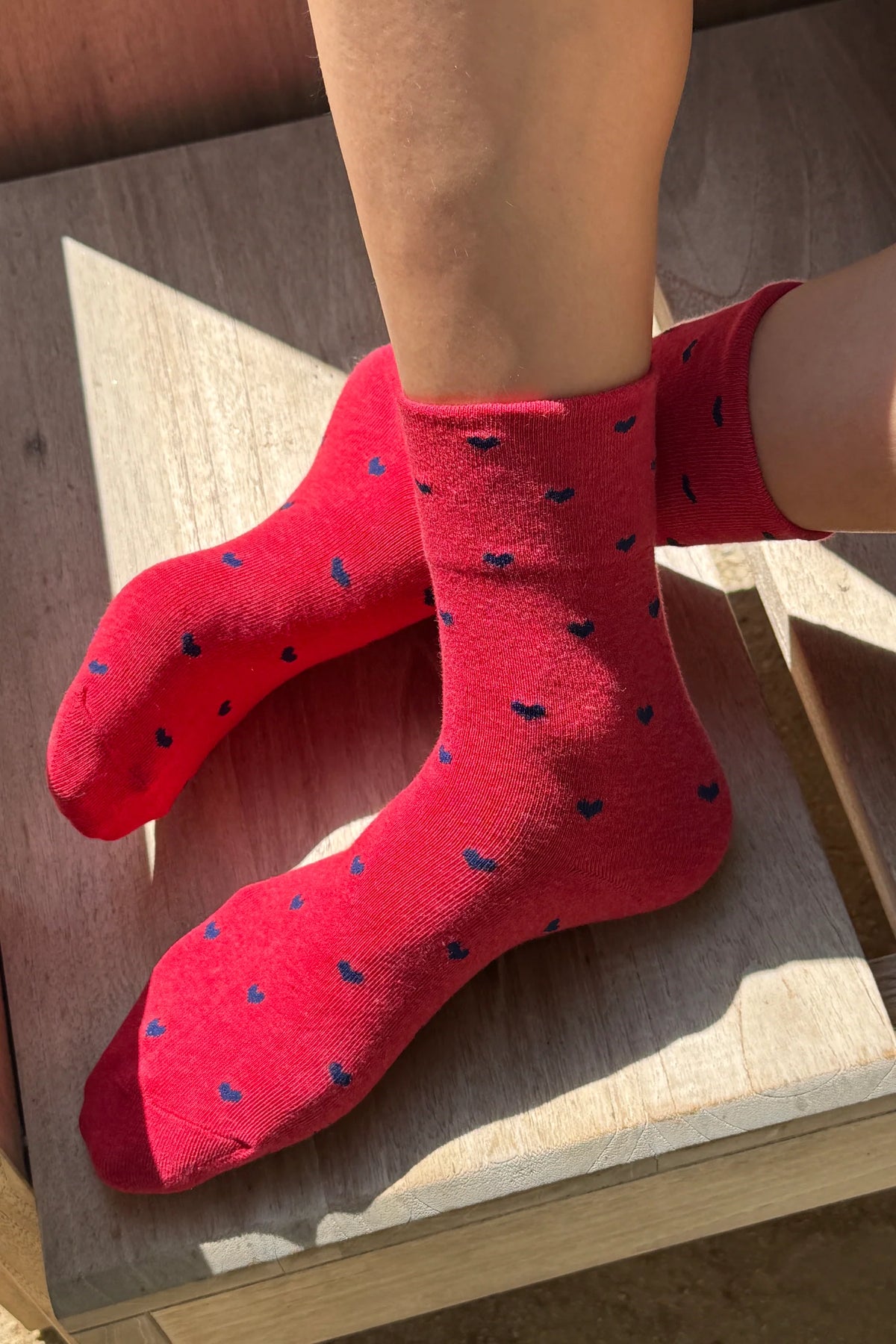 Le Bon Shoppe Tomato & Navy Heart Sneaker Socks