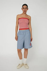 Stella Nova Red & Creme Stripe Knitted Tube Top - The Mercantile London