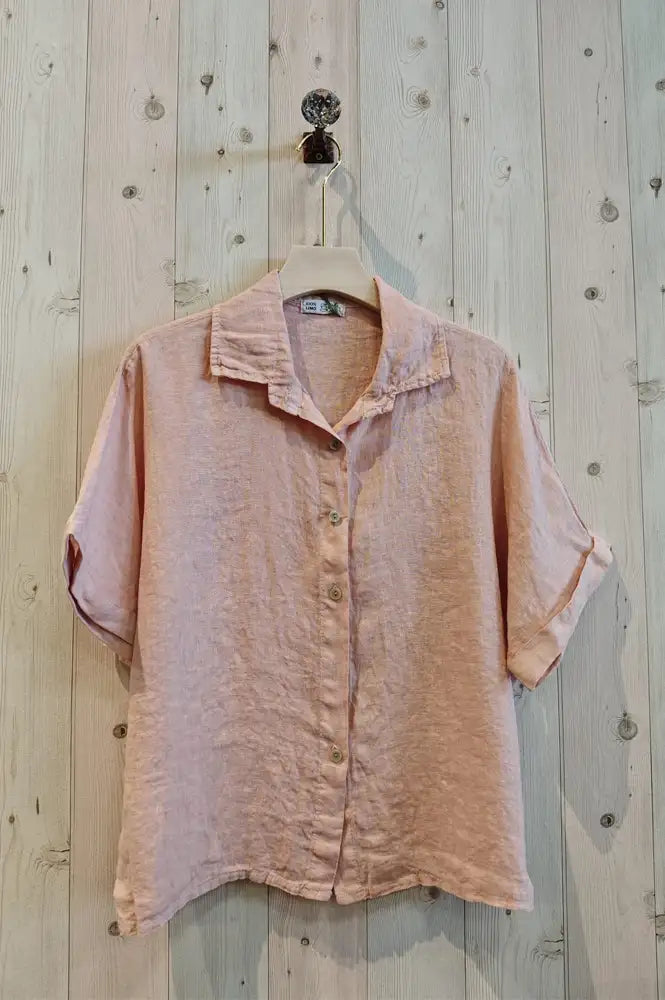 Linen & More Rose Pink Button Up Shirt