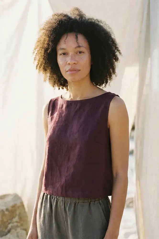 Artisans Of Humanity Wine Linen Tank Top