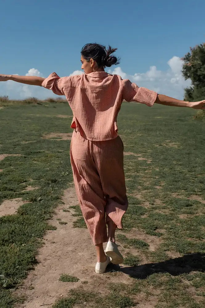 Bibico Clara Rust Check Trousers - The Mercantile London